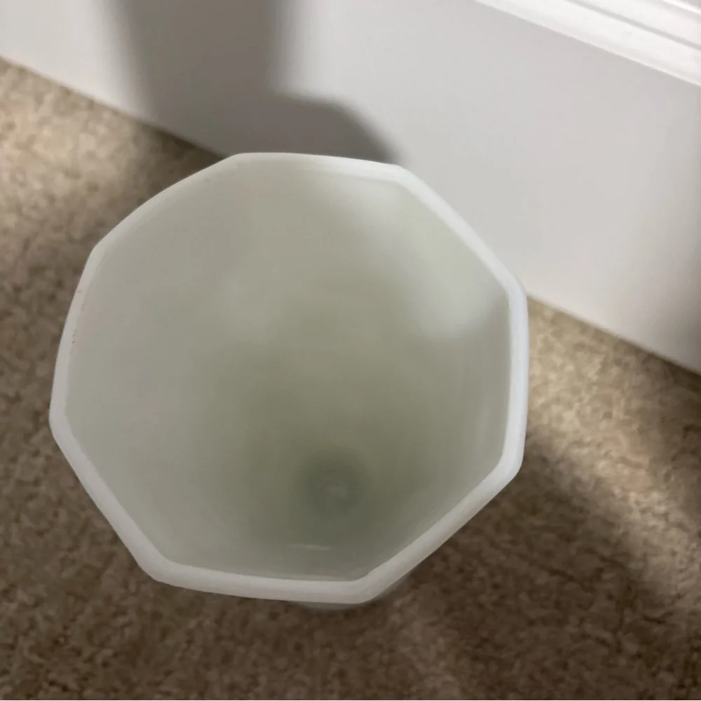 Vintage White Milk Glass Vase. Embossed Grapes And Leaves 10”